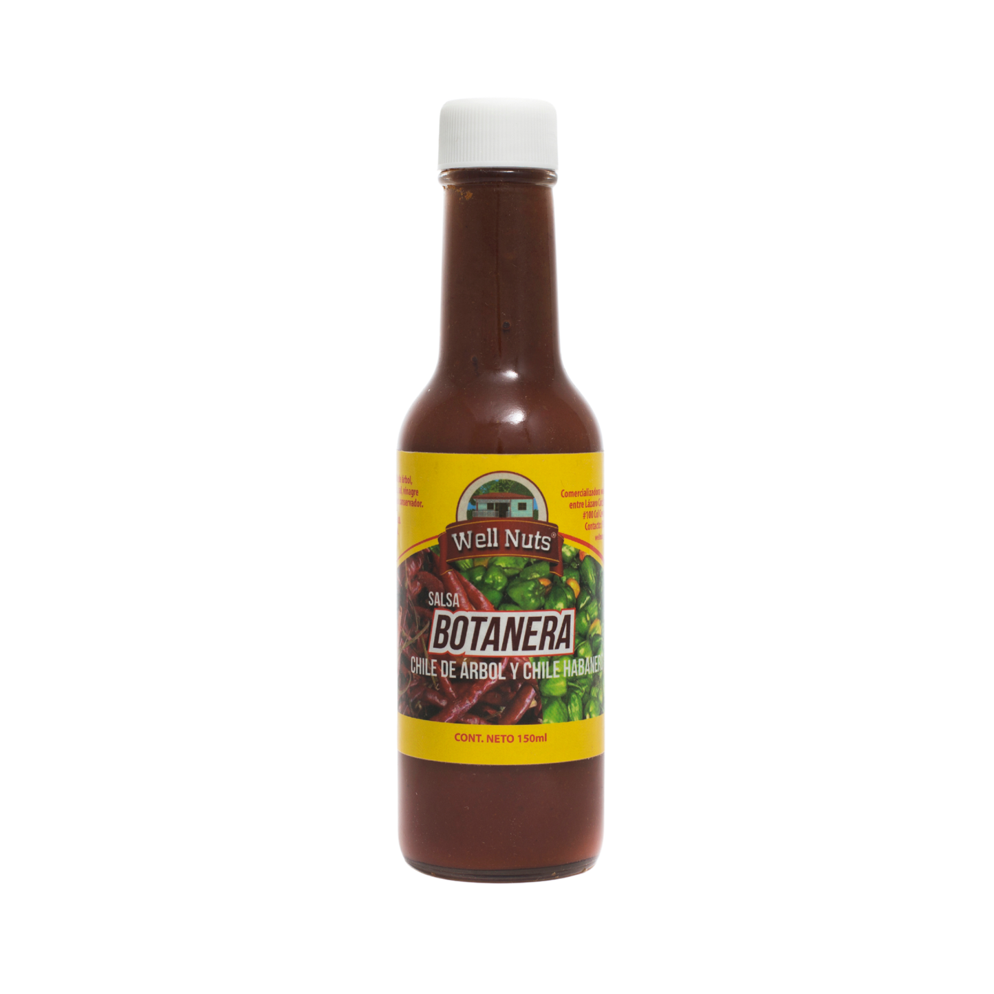 Salsa Botanera de Habanero y Chile de Árbol Ahumado a la Leña (150ml) - WellNuts Gourmet