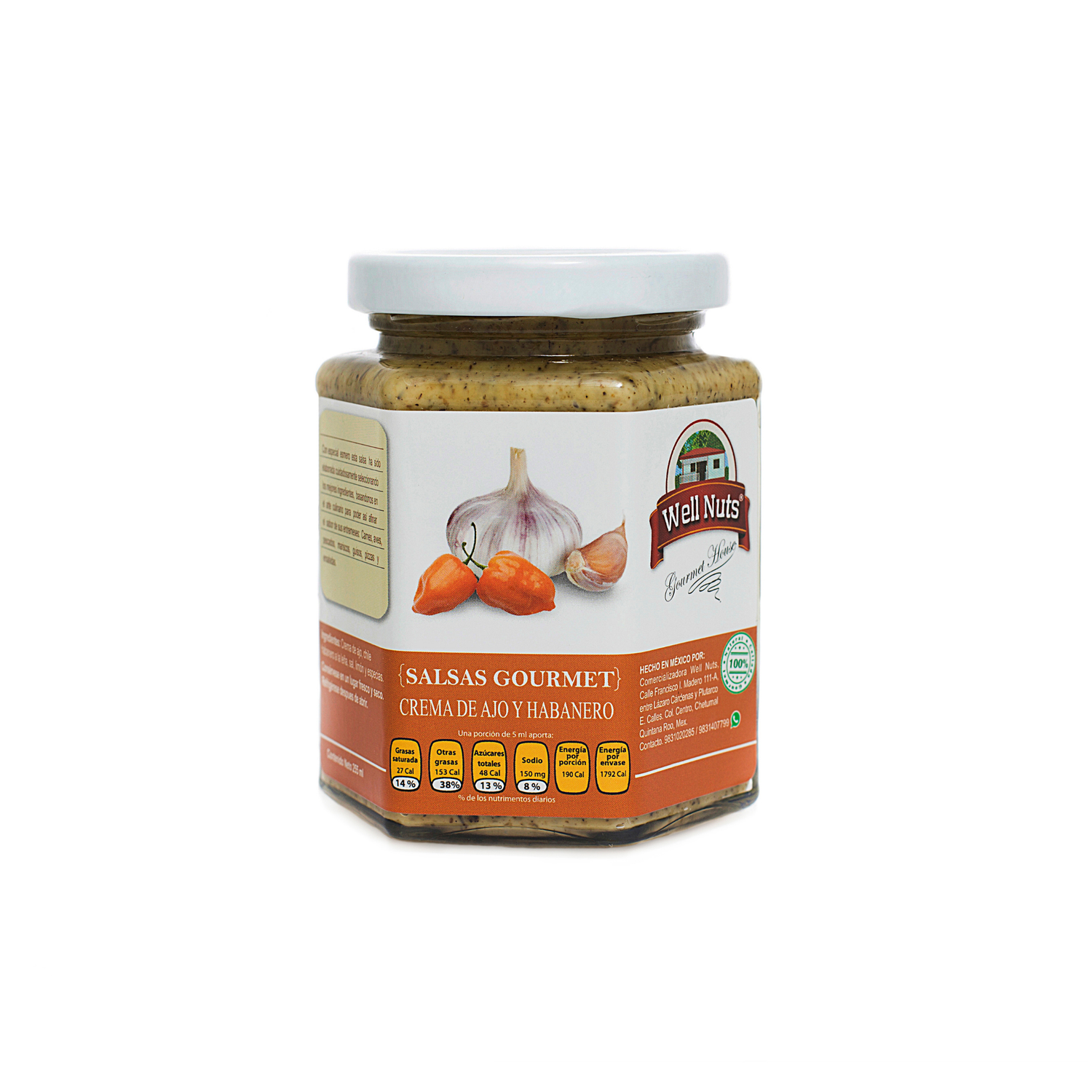 Crema ajo habanero ahumado a la leña WellNuts