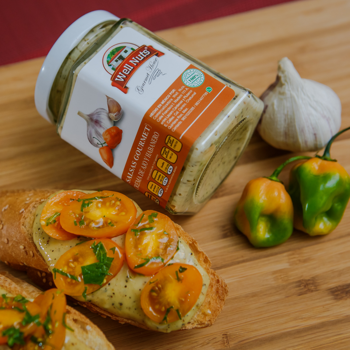 Crema artesanal ajo habanero WellNuts Gourmet