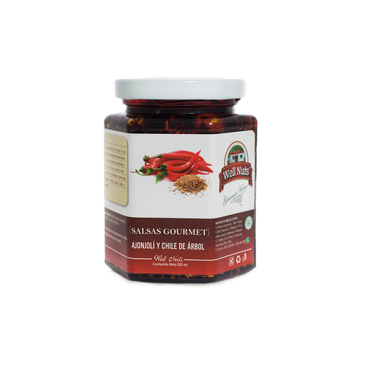 Salsa macha chile árbol ajonjolí cacahuate WellNuts